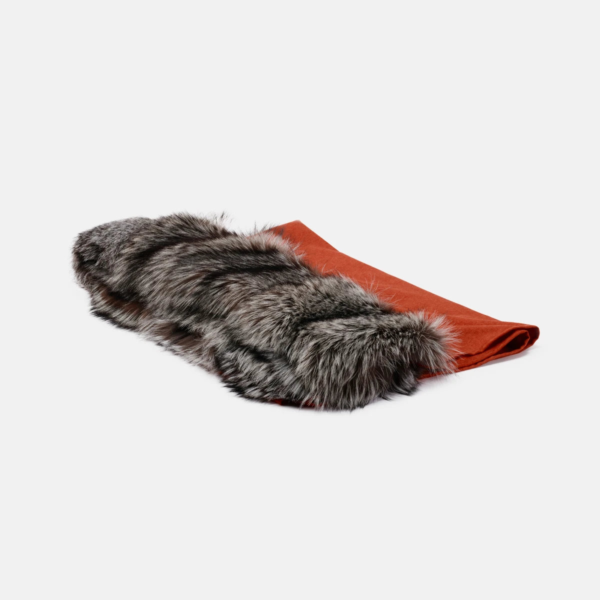 CORAL - SILK & CASHMERE THROW BLANKET WITH SILVER FOX HEM
