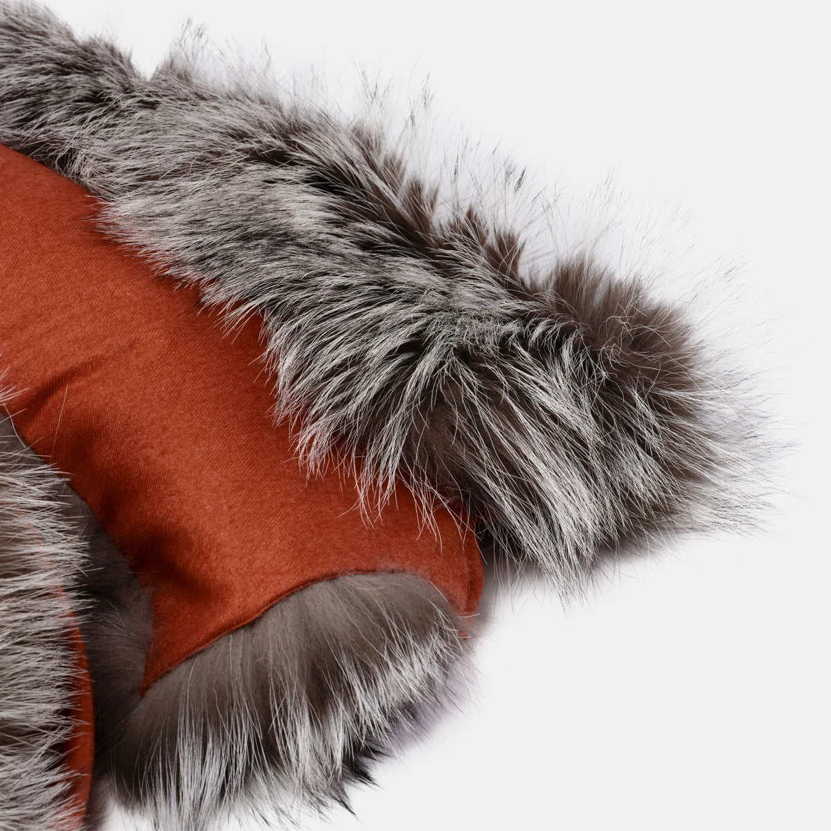 CORAL - SILK & CASHMERE THROW BLANKET WITH SILVER FOX HEM