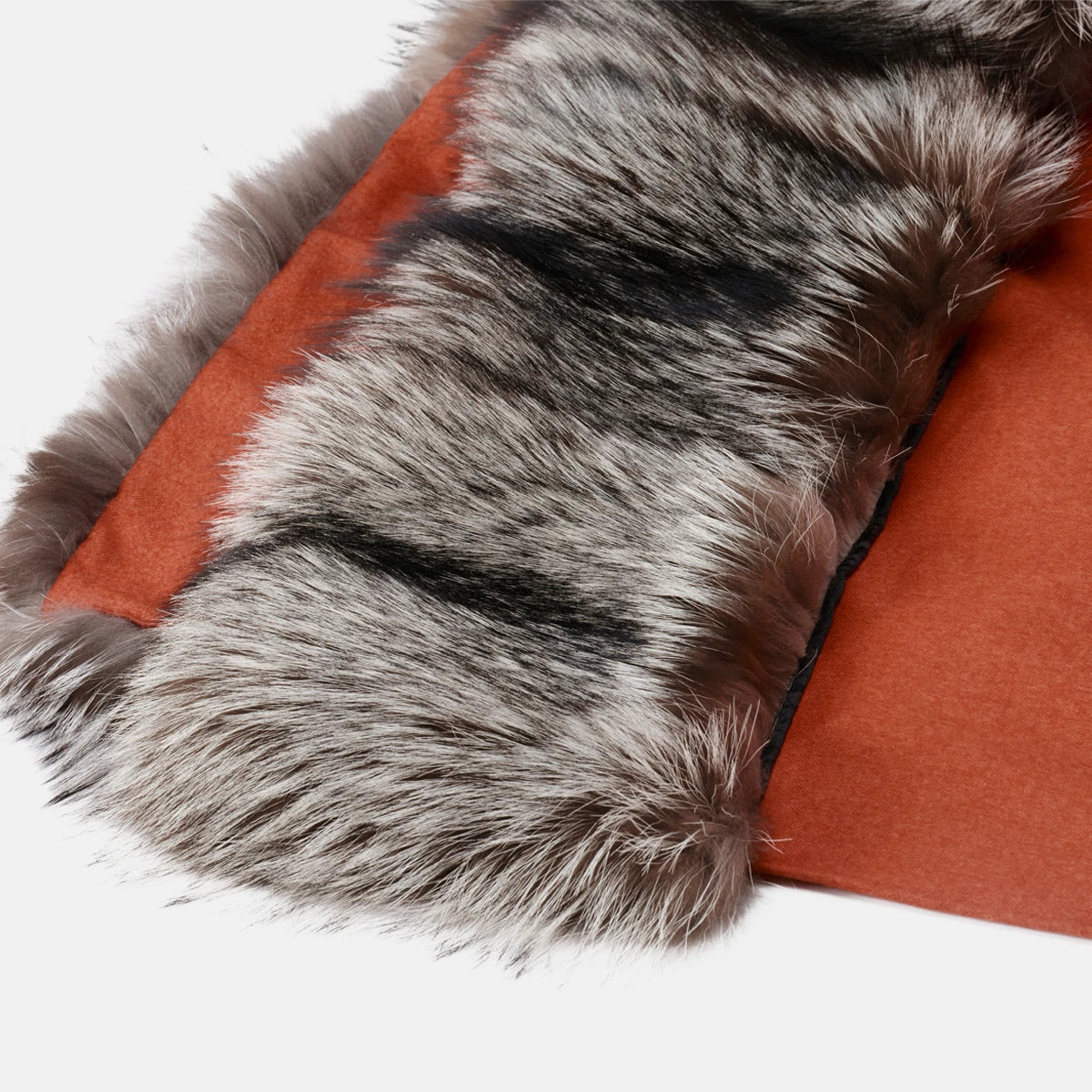 CORAL - SILK & CASHMERE THROW BLANKET WITH SILVER FOX HEM
