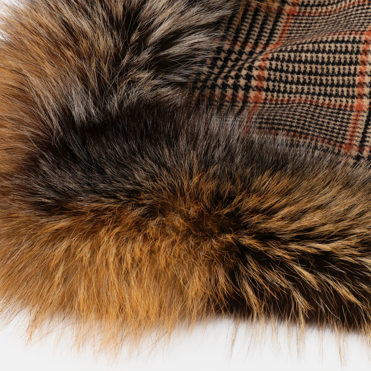 COUNTRYMAN - WOOL AND CASHMERE THROW BLANKET WITH GOLD CROSS FOX FUR HEM