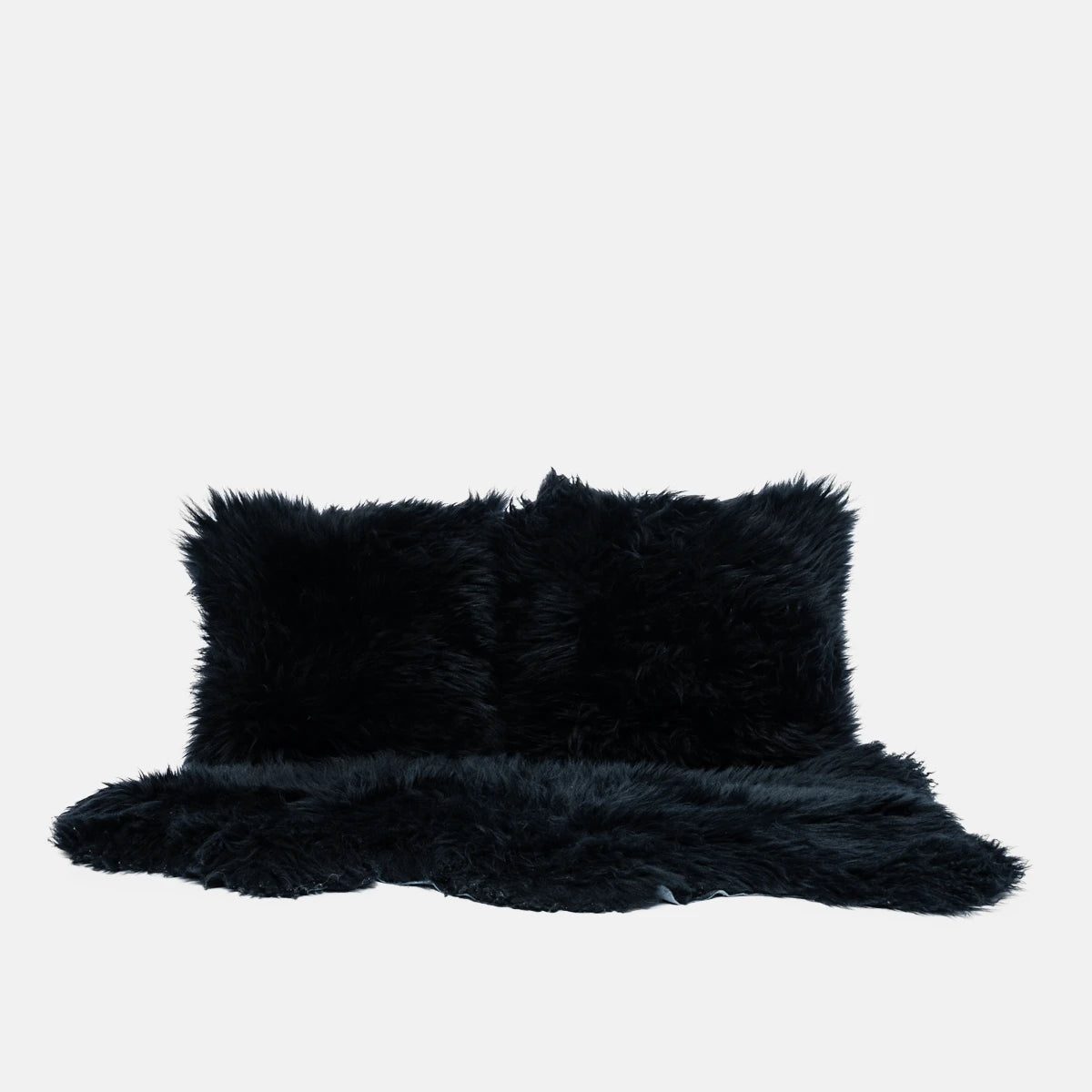 OLLENGO SET - DARK BLUE SHEARLING SHEEPSKIN CUSHION & RUG
