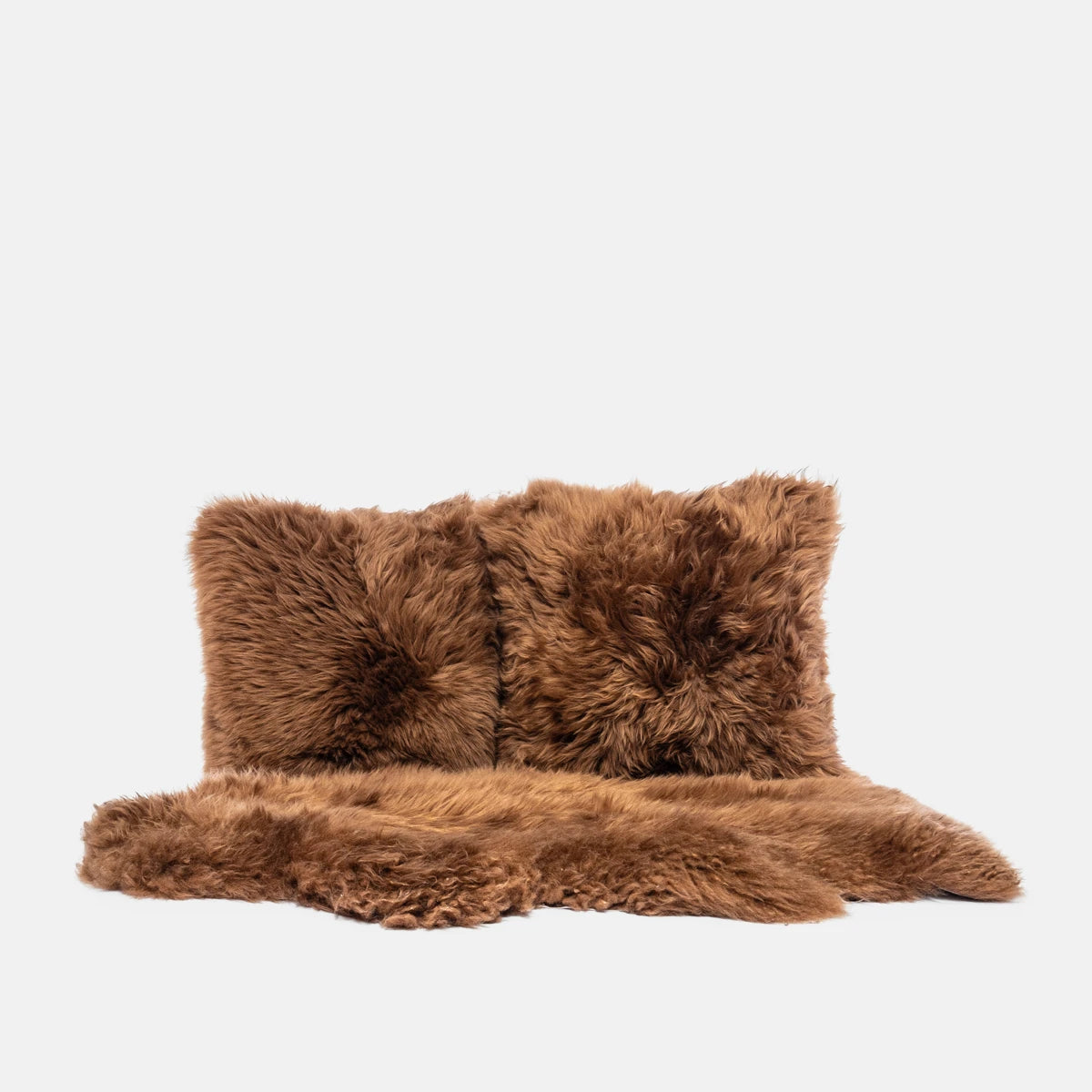 OLLENGO SET - LEATHER SHEARLING SHEEPSKIN CUSHION & RUG