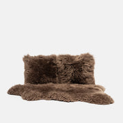 OLLENGO SET - BROWN STONE SHEARLING SHEEPSKIN CUSHION & RUG