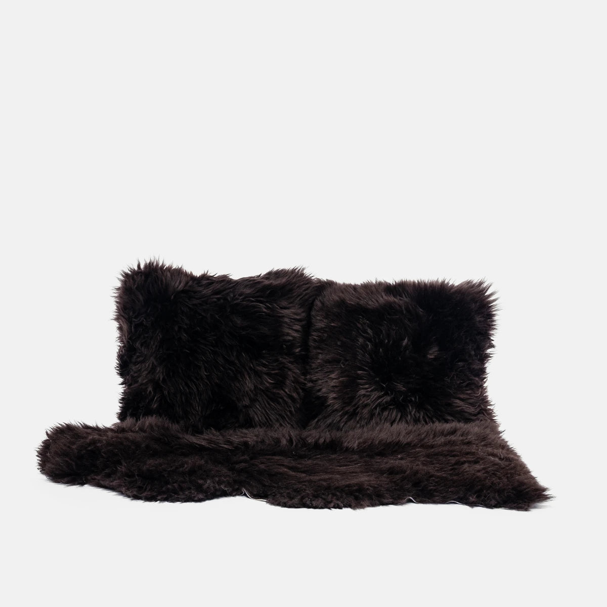 OLLENGO SET - DARK BROWN SHEARLING SHEEPSKIN CUSHION & RUG