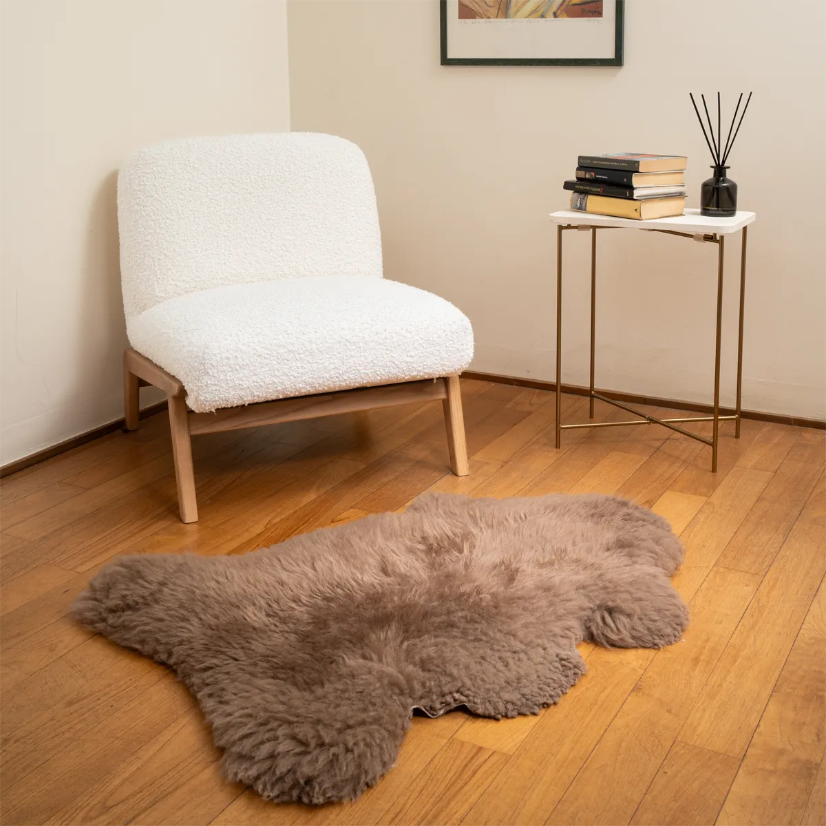 OLLENGO RUG - BROWN STONE SHEARLING SHEEPSKIN RUG