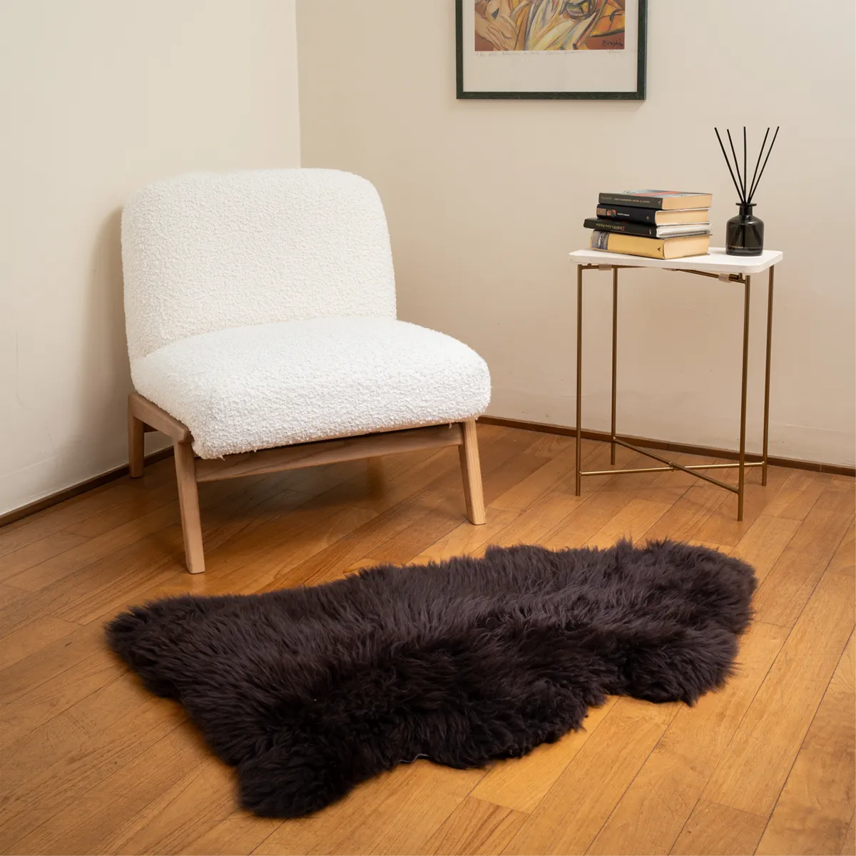 OLLENGO RUG - DARK BROWN SHEARLING SHEEPSKIN RUG