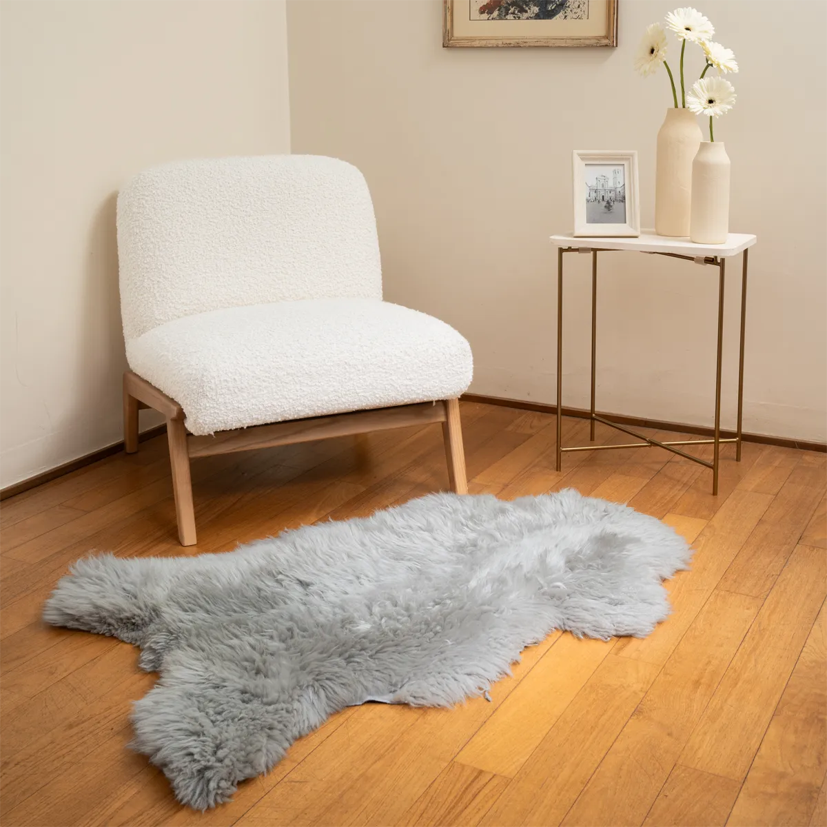 OLLENGO RUG - LIGHT GREY SHEARLING SHEEPSKIN RUG