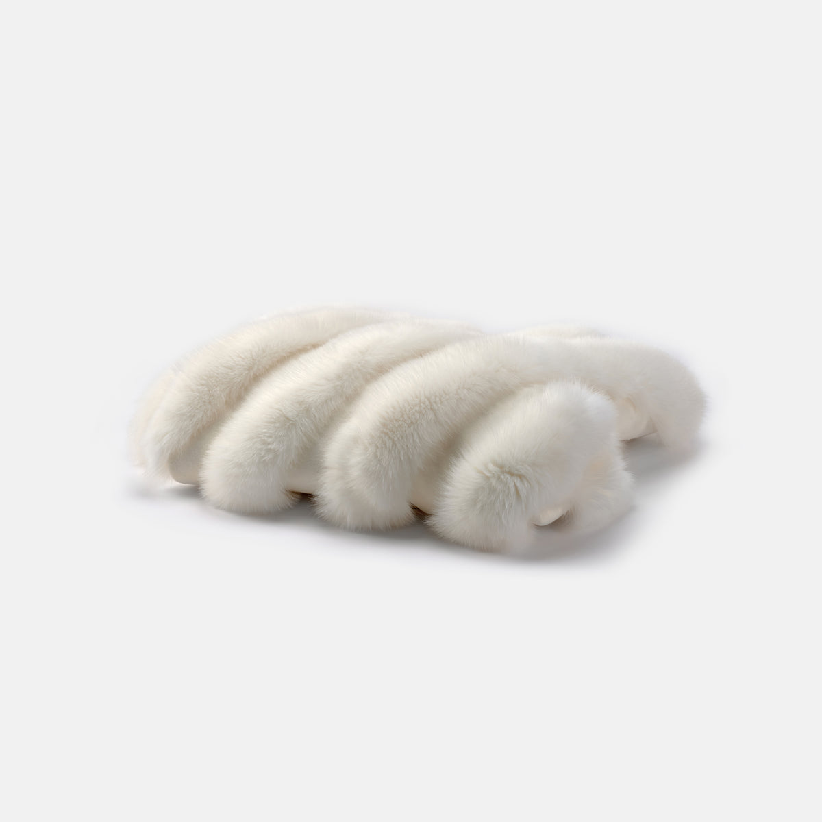 WHITE SHADOW - PURE WOOL AND FOX FUR BED RUNNER