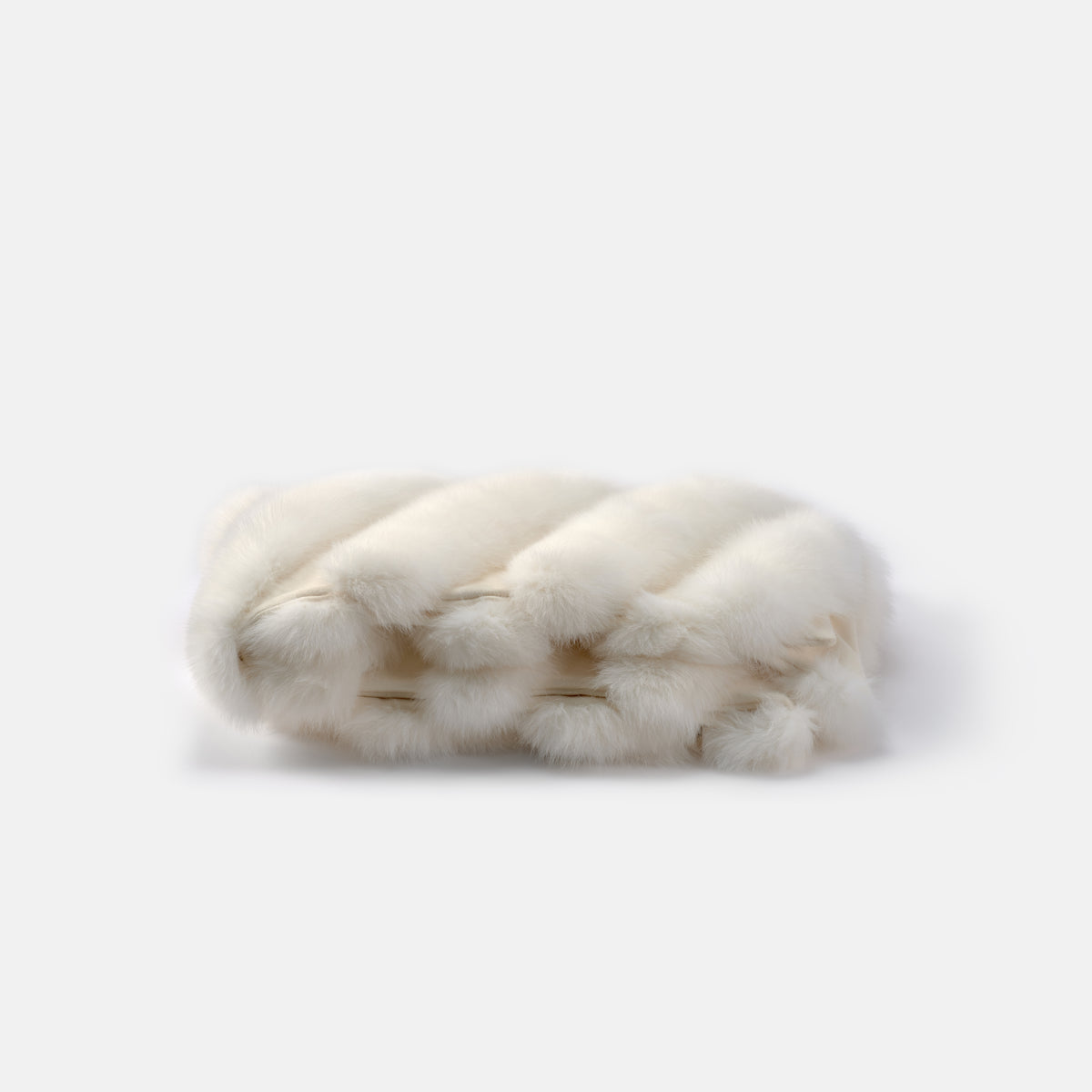 WHITE SHADOW - PURE WOOL AND FOX FUR BED RUNNER