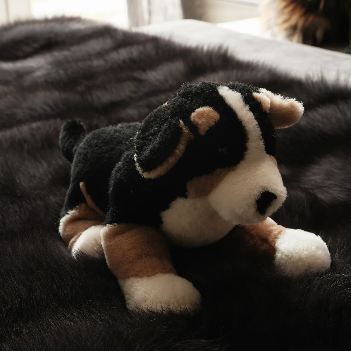 LUCKY - SHEARLING FUR BERNESE MOUNTAIN DOG PLUSH