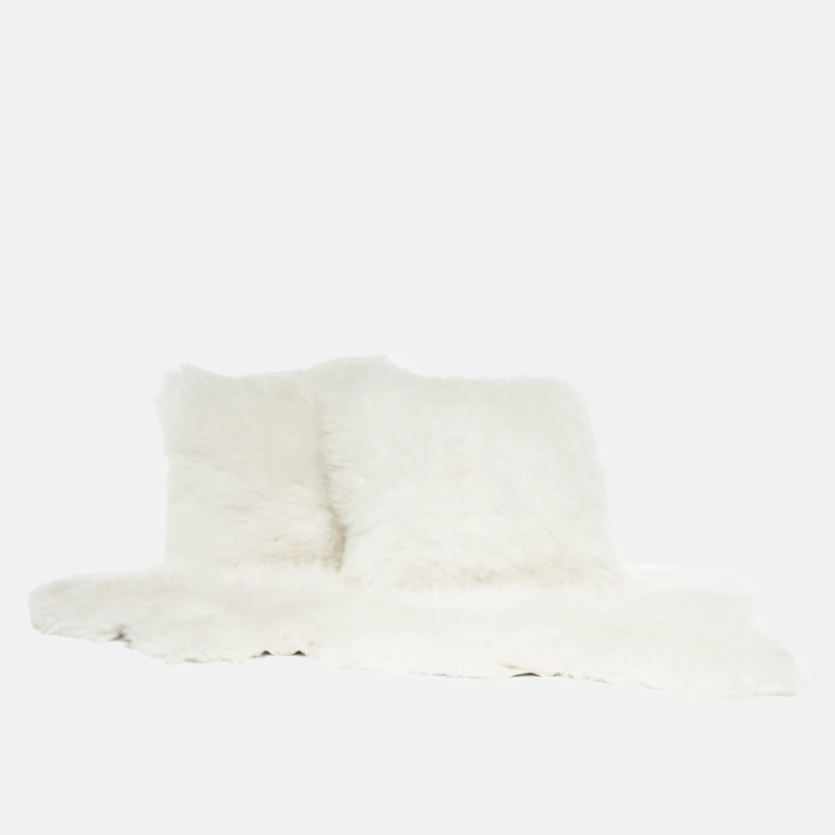 OLLENGO SET - WHITE WOOL SHEARLING SHEEPSKIN CUSHION & RUG