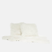 OLLENGO SET - WHITE WOOL SHEARLING SHEEPSKIN CUSHION & RUG